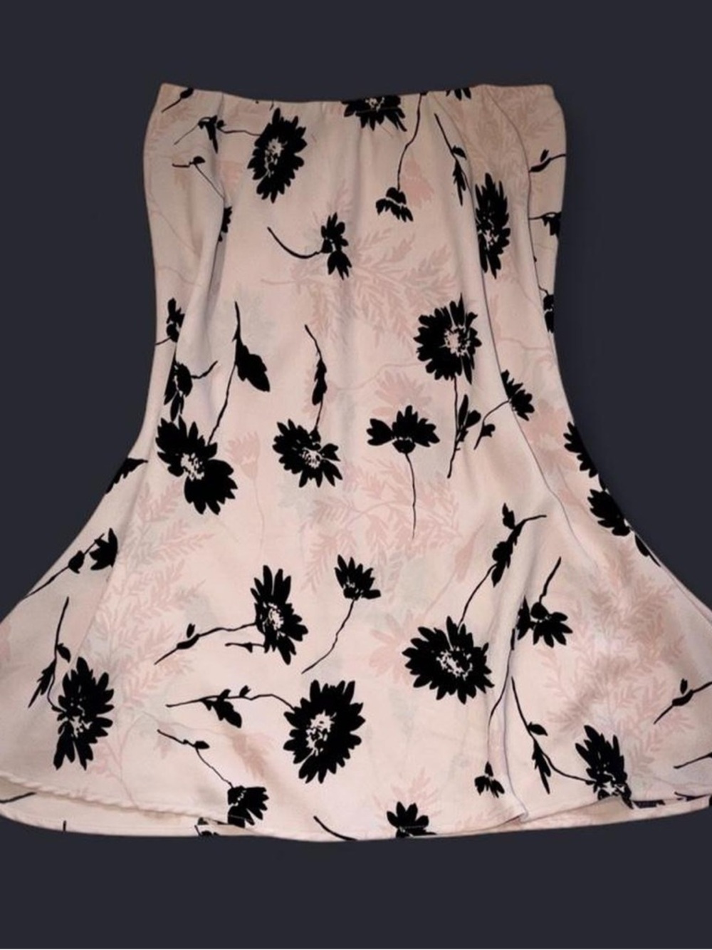 A. Byer Blush Pink Maxi Skirt with Black Floral Print